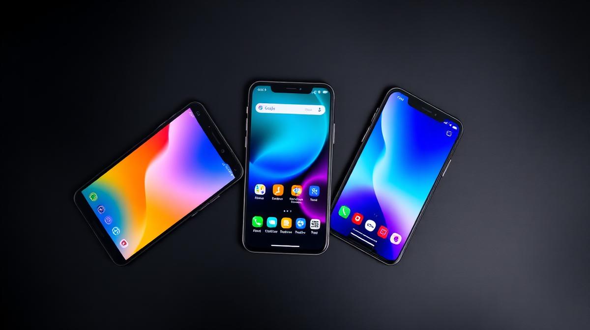 Three smartphones side by side comparing different AI girlfriend app interfaces