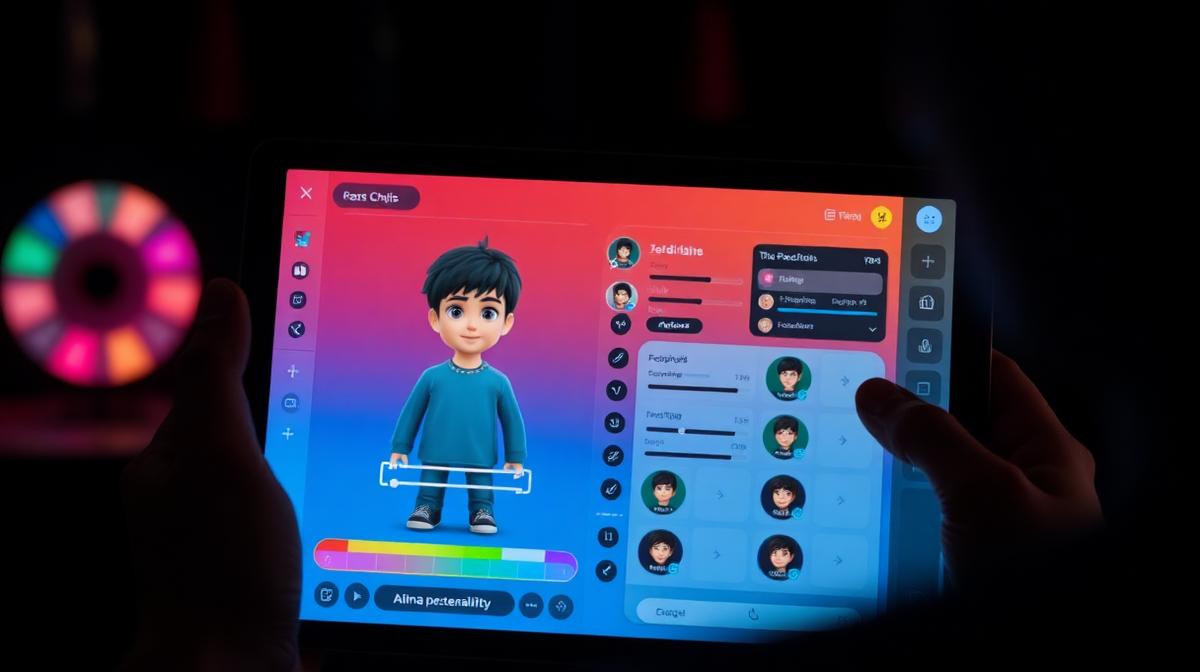 Person browsing AI girlfriend character options on a tablet, beginner-friendly customization screen